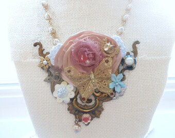 SALE : My Secret Garden I--The First  In A Series Of Special Handmade Bib Necklaces