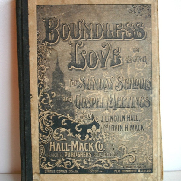 Vintage boundless Love in Song book great for mixed media arts