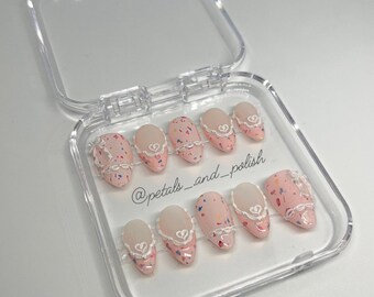 Cake Nails | Short Almond, Pink, Confetti