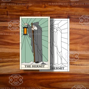 Glasmalerei-Muster - Die Einsiedler-Tarot-Karte - Digitale Datei für Cricut - Transparente PNG