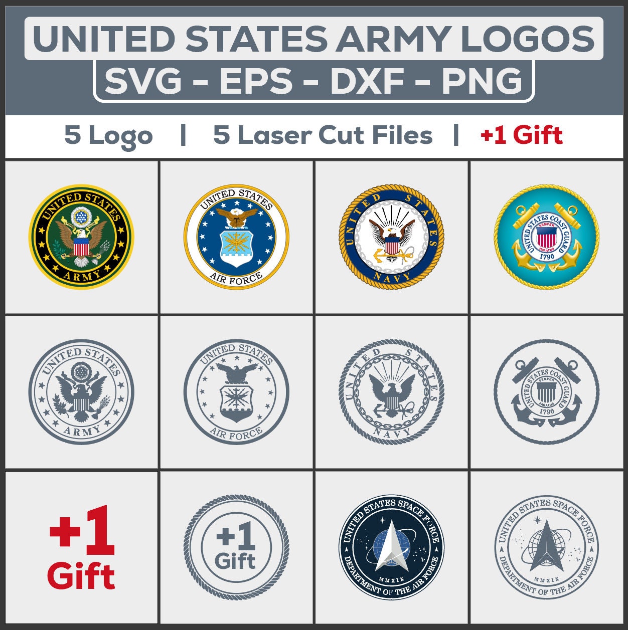 US Army Military Logos - Laser Cuting File United States Army - Digital Download