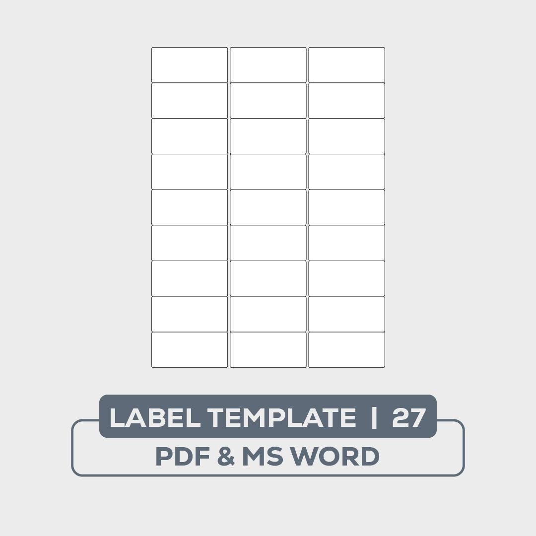 27-up Label Template (PDF & MS Word) - Printable Labels - Etsy