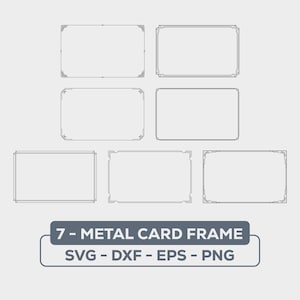 Vintage Metal Card Frame Svg Dxf Png Eps Bundle, Laser Cut Rectangle Border Design, Certyfikat Ramka Wektor, Grawerowanie Monogram Szablon