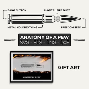 Anatomy of a Pew Design | SVG EPS DXF Png  | Rifle Bullet Vector, Military Vector Laser cut, T-Shirts Design, Gift Art