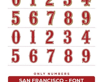 San Francisco Football Font SVG, Sports Alphabet Numbers, Cricut Silhouette (Digital Download)