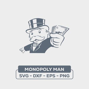 Monopoly Man - SVG & DXF Digital Download  | Monopoly Man Money Design Monopoly Cut File | Monopoly Man Svg, Monopoly