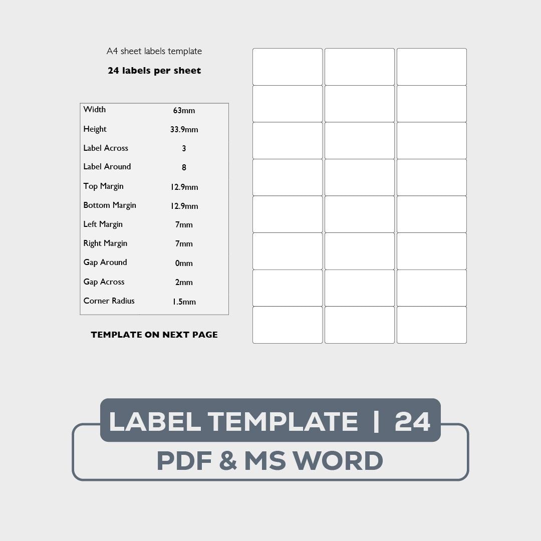 A4 Label Template, 24 Labels per Sheet (PDF & MS Word) - Etsy