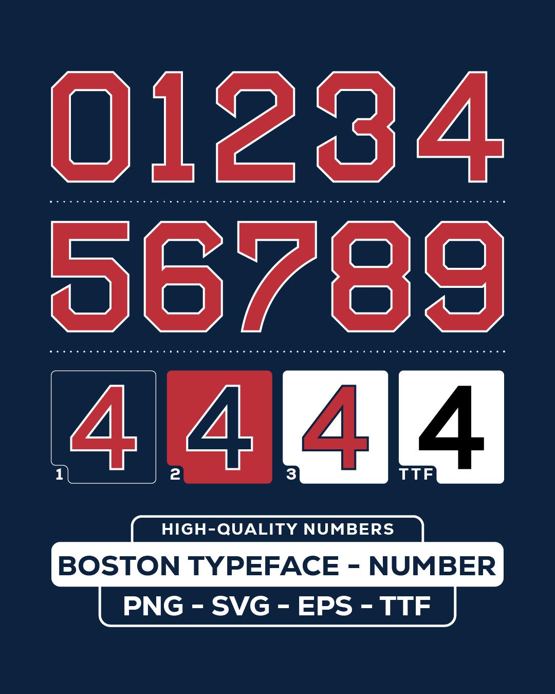 Boston Baseball Typeface Number | Sports Jersey Font (digital Download ...
