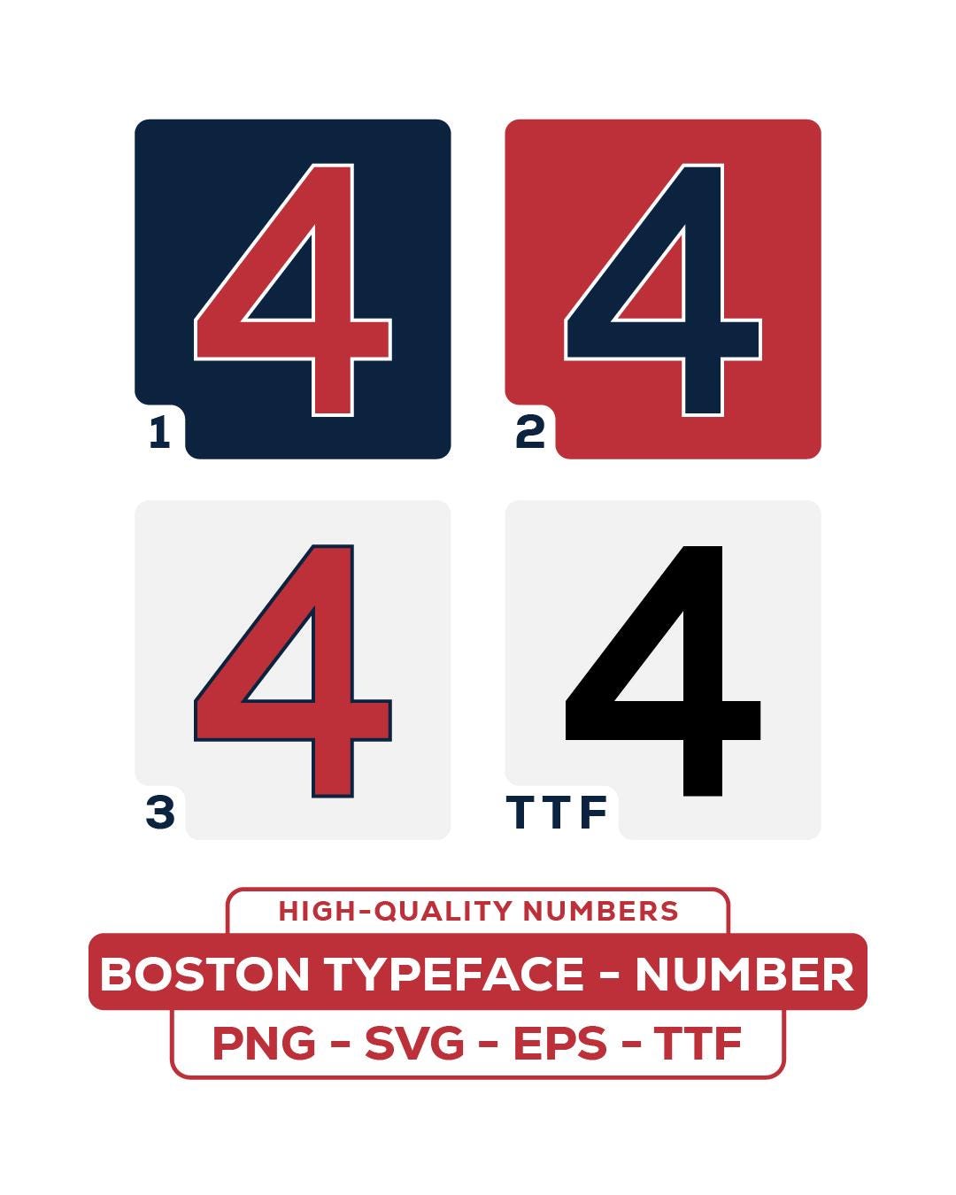 Boston Baseball Typeface Number | Svg Png Eps Ttf | Jersey Font Number ...