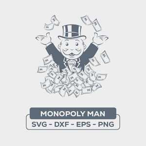 Monopoly Man Money - SVG & DXF Digital Download  | Monopoly Man Money Design Monopoly Cut File | Monopoly Man Svg, Monopoly