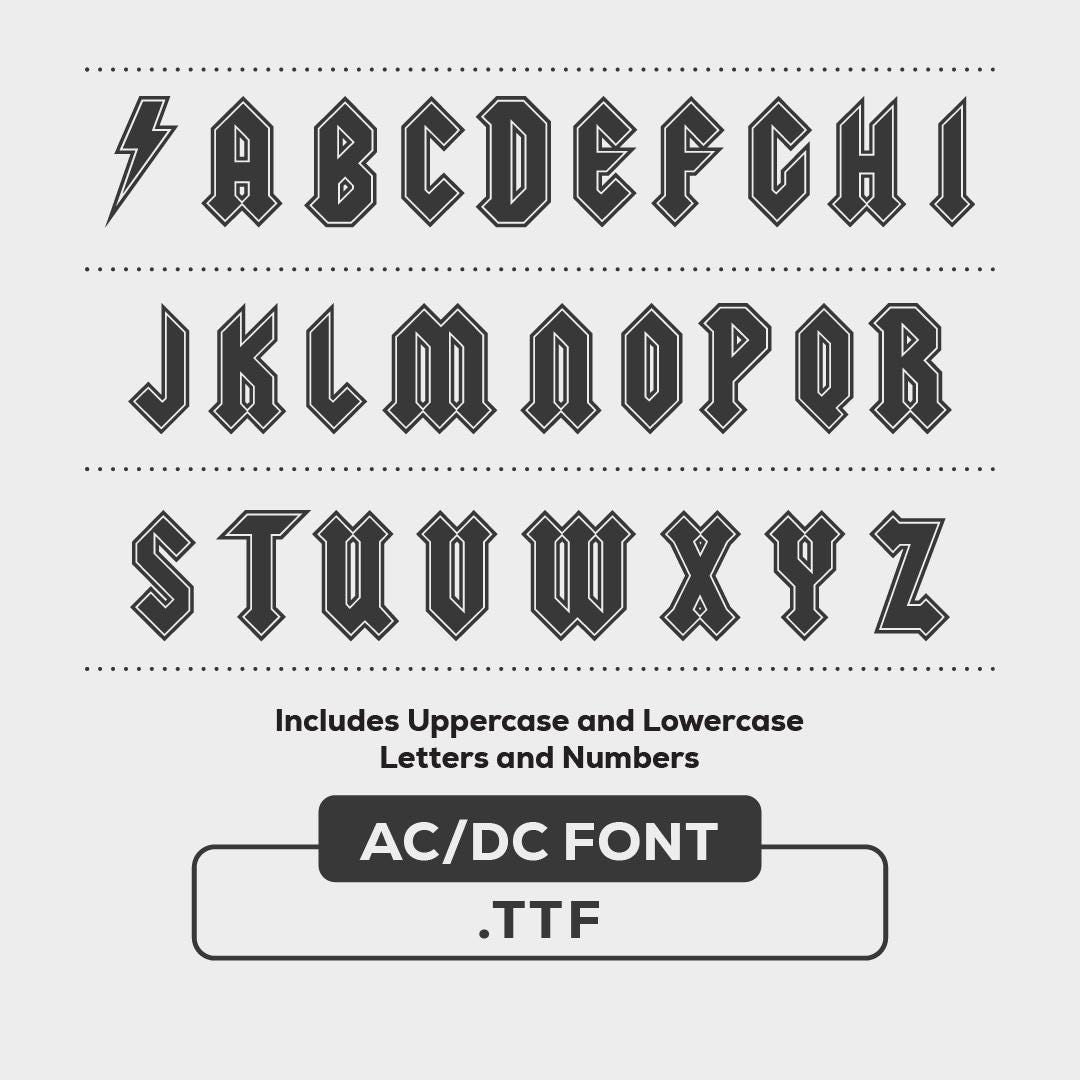 AC DC Font - TTF Typeface (instant Download) Hard Rock Group Font, Rock ...