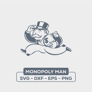Monopoly Man SVG numérique - riche sac d'argent coupé fichier, téléchargement numérique SVG et DXF | Monopoly homme argent Design monopole coupe fichier | L'homme monopole