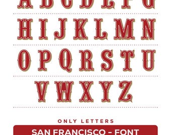San Francisco Football Font SVG Bundle | Quentin Caps Western Alphabet | Jersey Alphabet for Cricut | Retro Sport Typeface