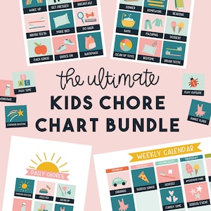 Ultimate Pink Kids Chore Chart Bundle Calendar and Chore Charts for Kids image 1