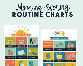 Kids Chore Chart - Morning Evening Routine Chart - Responsibility Chart