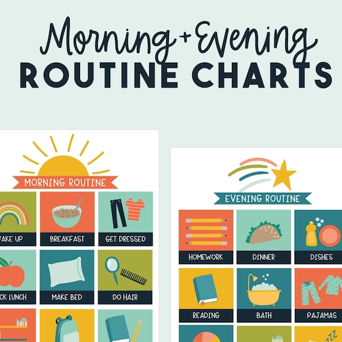 Kids Chore Chart Printable Morning and Evening AZ105 - Etsy