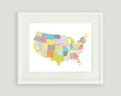 Items similar to United States Collage Map Print on Etsy