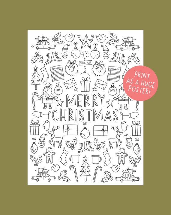 HUGE Christmas Coloring Poster and Holiday Coloring Pages 