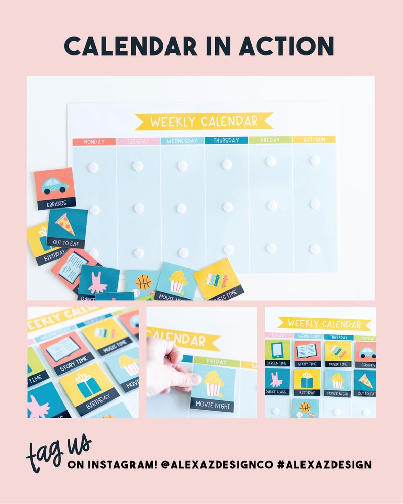 Kids Weekly Calendar Planner Printable Calendar for Kids Pink Version image 4