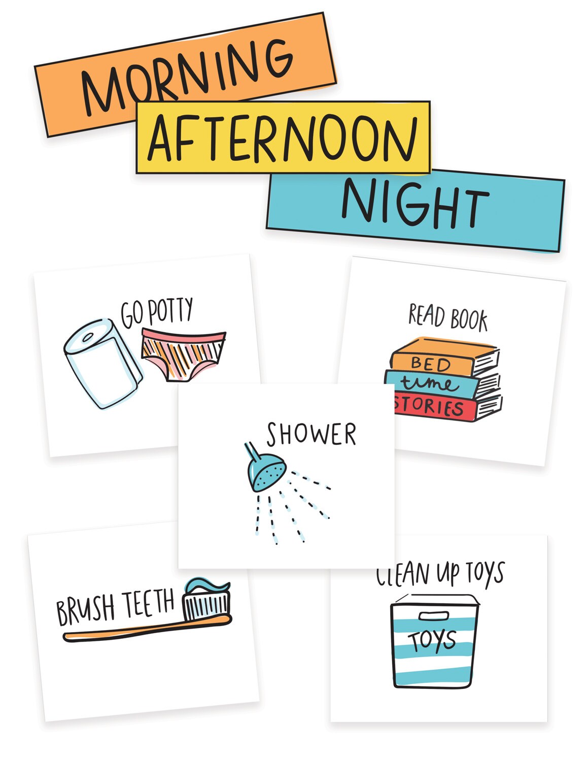 Kids Chore Chart Printables Morning Afternoon Evening Cards - Etsy