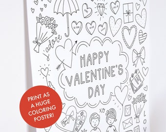 HUGE Valentine Coloring Poster and Coloring Pages