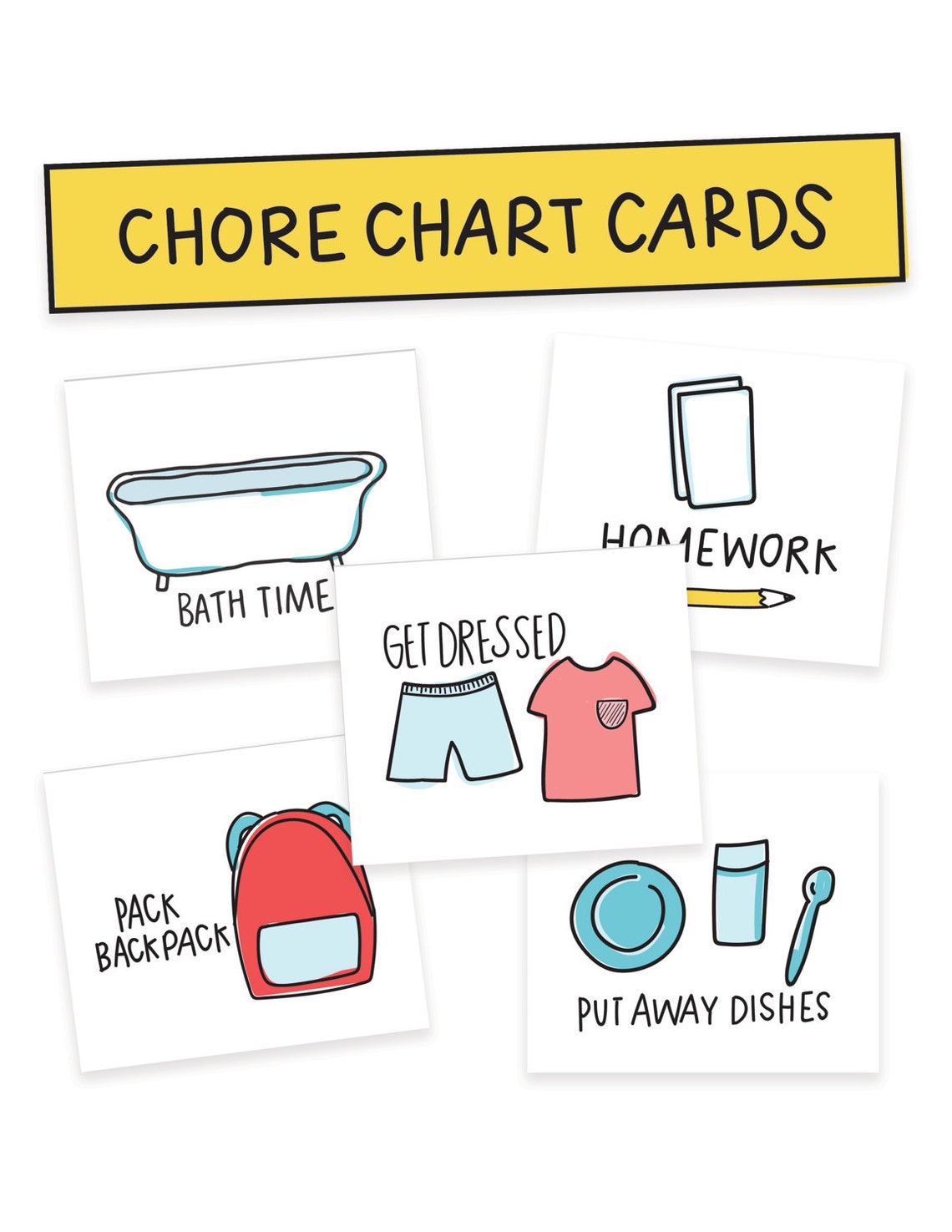 Kids Chore Chart Printables Morning Afternoon Evening Cards - Etsy