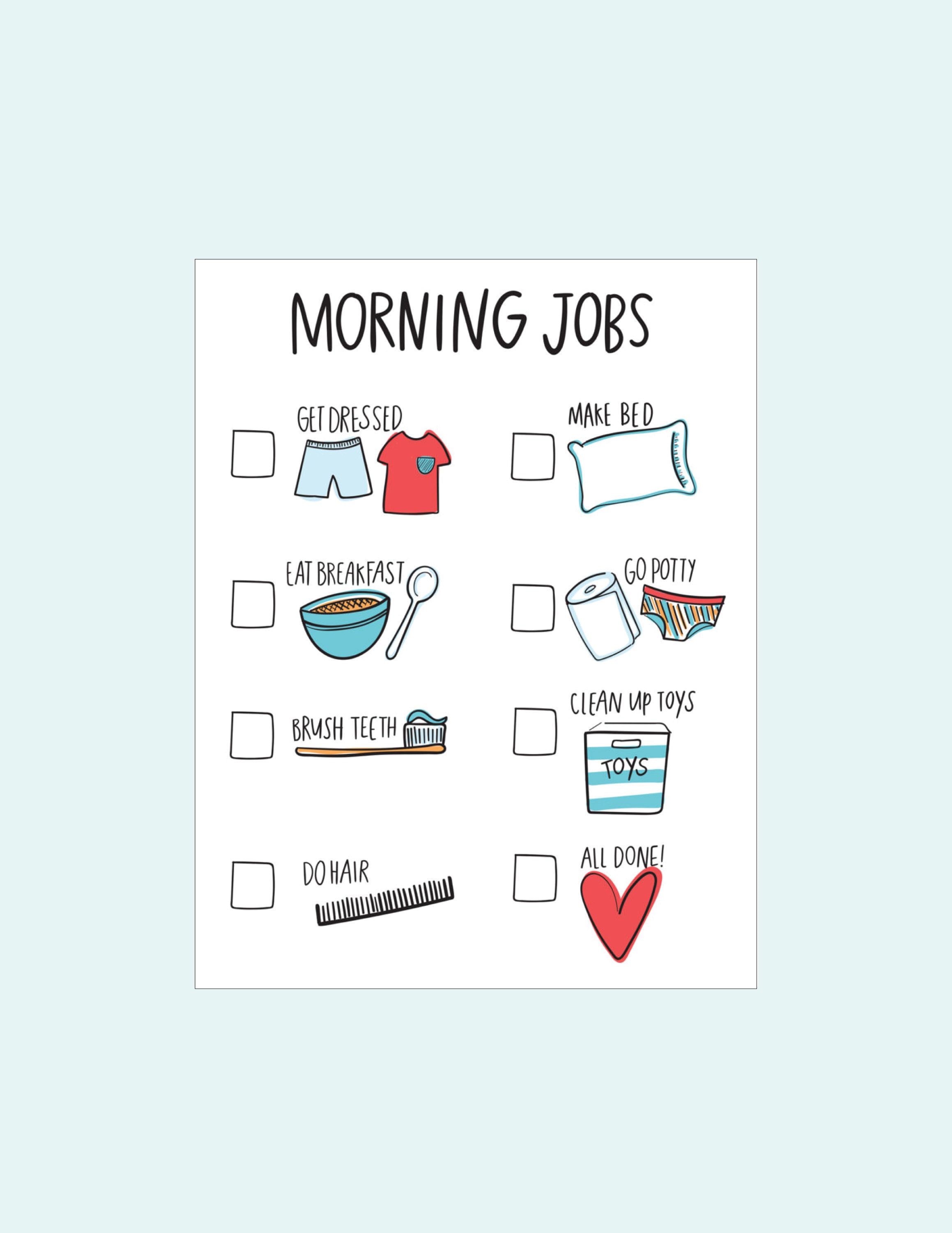 Kids Chore Chart Printable Morning and Evening AZ105 - Etsy