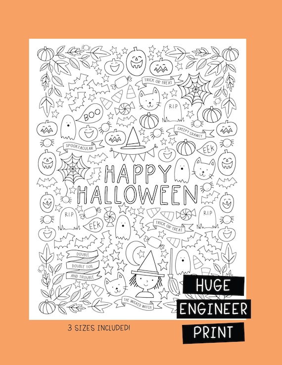 Giant Halloween Kids Coloring Pages Etsy