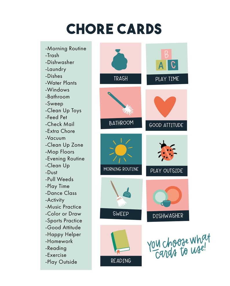 Ultimate Pink Kids Chore Chart Bundle Calendar and Chore Charts for Kids image 7