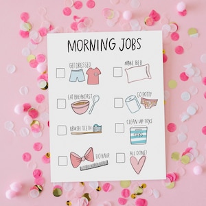 Kids Chore Chart, Morning and Evening Daily Chore Routine Chart