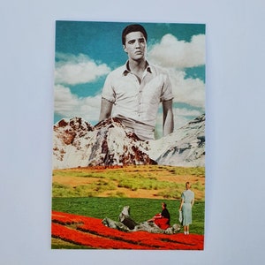 Elvis es Dios una tarjeta de felicitación en collage