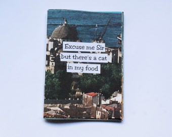 Excuse Me Sir But Theres A Cat In My Food mini zine, collage