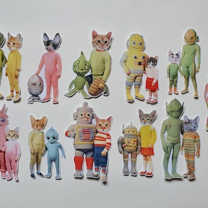Cat People with Knitting Aliens : un pack d'autocollants étranges et merveilleux