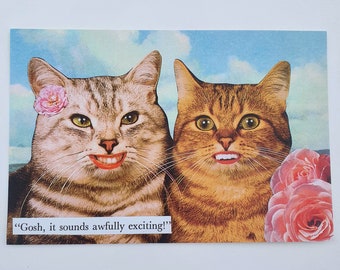 Cheesy Cats Postcards, set of four, collage prints