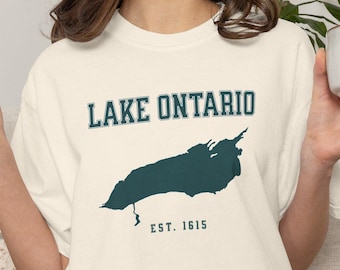 Lake Ontario map T-Shirt | Lake Silhouette, EAST. 1615