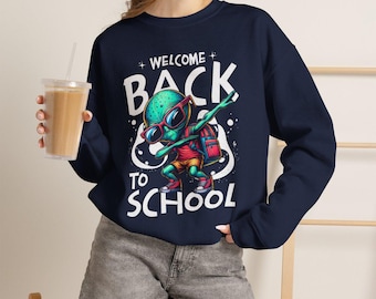 Magliette per il ritorno a scuola Felpa alieno astronauta Maglietta alieno che balla Abbigliamento scolastico a tema spazio Body per bambini dell'asilo