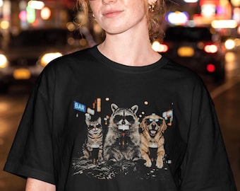 Funny Raccoon Cat Dog Shirt | Vintage Animals Drinking Beer Tee | Retro Night Out Comfort Colors T-Shirt | Cute Graphic Pet Lover Gift