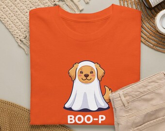 Ghost Dog Halloween T-Shirt | Cute Spooky Season Tee | Golden Retriever Ghost Shirt | Dog Mom Gift | DTG Print Unisex Fall Apparel
