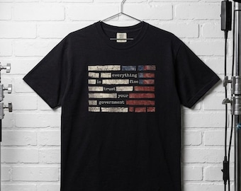 Comfort Colors Censored Everything Is Fine Trust Your Government Redacted Meme T-Shirt, Conspiracy Humor Graphic Tee, New World Order Shirt
