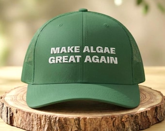 Make Algae Great Again Snapback Trucker Cap | Funny Anti Trump Slogan Hat | Political Humor Dad Hat | Liberal Gift | Protest Hat