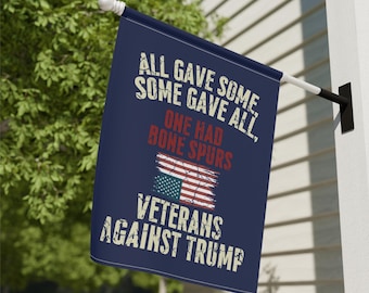 Bandiera da giardino dei veterani contro Trump | Bandiera "All Give Some Upside Down Distress" | Cartello da giardino anti-Trump | Stendardo con speroni ossei | Bandiera bifacciale