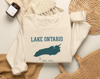 Lake Ontario Sweatshirt, Great Lakes DTG Sweater, Clean Lake Ontario Shirt, College Style Crewneck, Canada Gift, Gildan 18000 Sweater