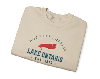 Lake Ontario Sweatshirt, Funny Political Humor Crewneck, Protest Satire Apparel, Pro-Democracy Activism Gift, DTG Print Cozy Pullover