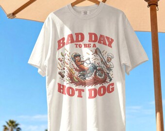 Bad Day To Be A Hot Dog Shirt, Retro Cartoon Hotdog Tee, Funny Glizzy Meme T-Shirt, Comfort Colors Vintage BBQ Tshirt