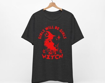 Goth Graphic Tee Set, Witchy Halloween Shirt, Occult Apparel, Vintage Dark Aesthetic T-Shirt, Alt Fashion Top, Spectral Art Crimson Ocher
