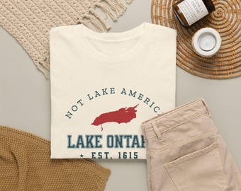 Lake Ontario Anti-Trump T-Shirt | Vintage Great Lakes Athletic Crewneck | Pro Canada USA Resistance Tee | Not Lake America Graphic Shirt