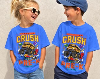 Monster Truck Pre-K Shirt, Ready to Crush Pre-K Shirt, Back to School Kids Tee, Matching Teacher Student Shirt, Mom Dad School Tee