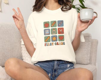 First Grade Icons Teacher Shirt, Back to School Shirt, First Grade Teacher Tee, Comfort Colors, 1st Grade Team, Teacher Gift Idea