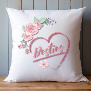 Besties  Square Cushion- Friendship Gift Cushion, Decorative Pillow for BFF, Room Decor Accent, Gift for Bestie, Home Decor