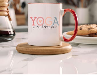 Yoga is my Happy Hour Ceramic Mug  Best Friend Gift, Novelty Mug, Mum Birthday Christmas Gift